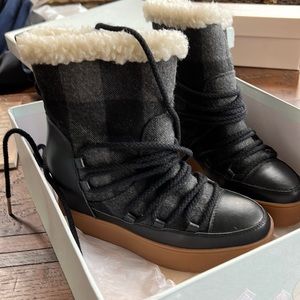 NWT Anthropologie Checker Wool Shearling Boot